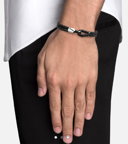 Single Trice bracelet in black Sterling Silver M