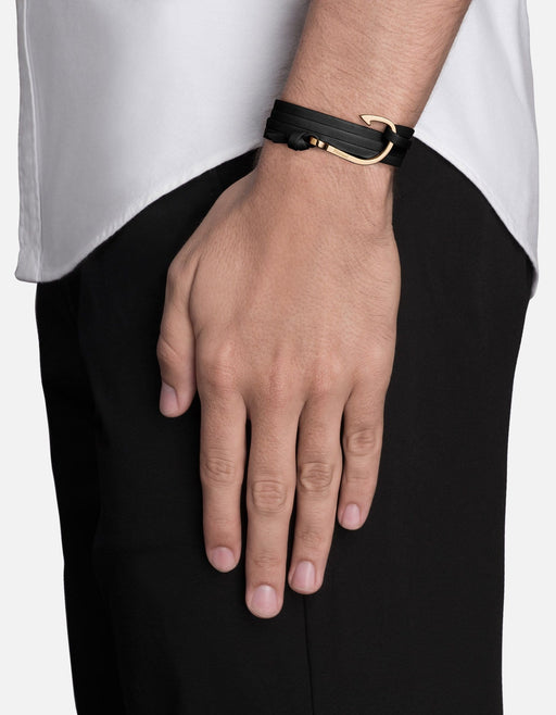 Miansai Hook Leather Gold Black