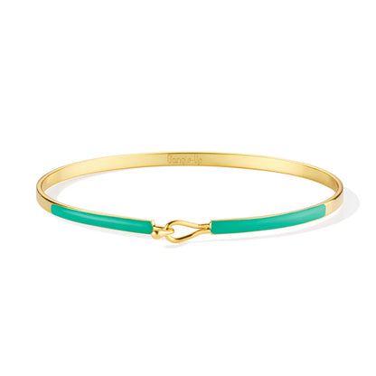 LILY - Thin lacquer bracelet with drop clasp in gilded brass. Color : Mint Green