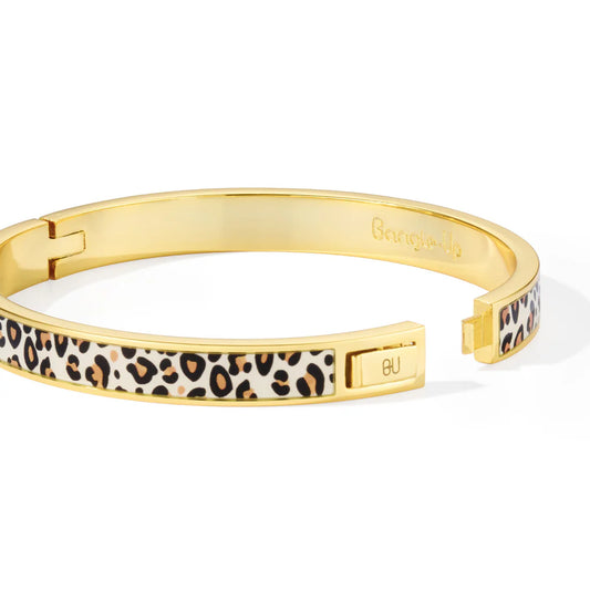 TINA - Lacquer clasp bracelet in gilded metal. Color : White sand
