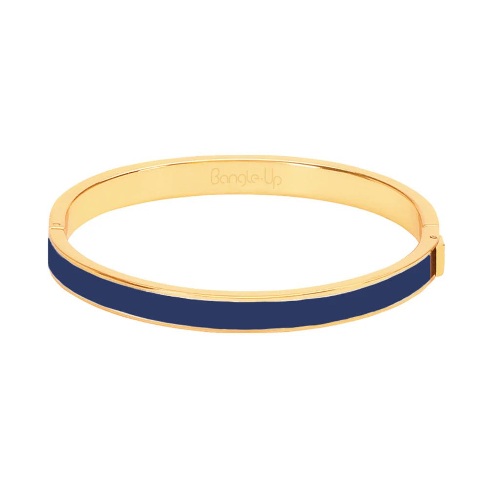 BANGLE - Clasp bracelet in gilded metal and lacquer. size 1. Color : Navy