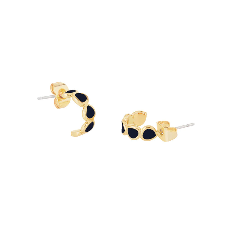 LUMI Small lacquer thin hoop earrings - Night blue