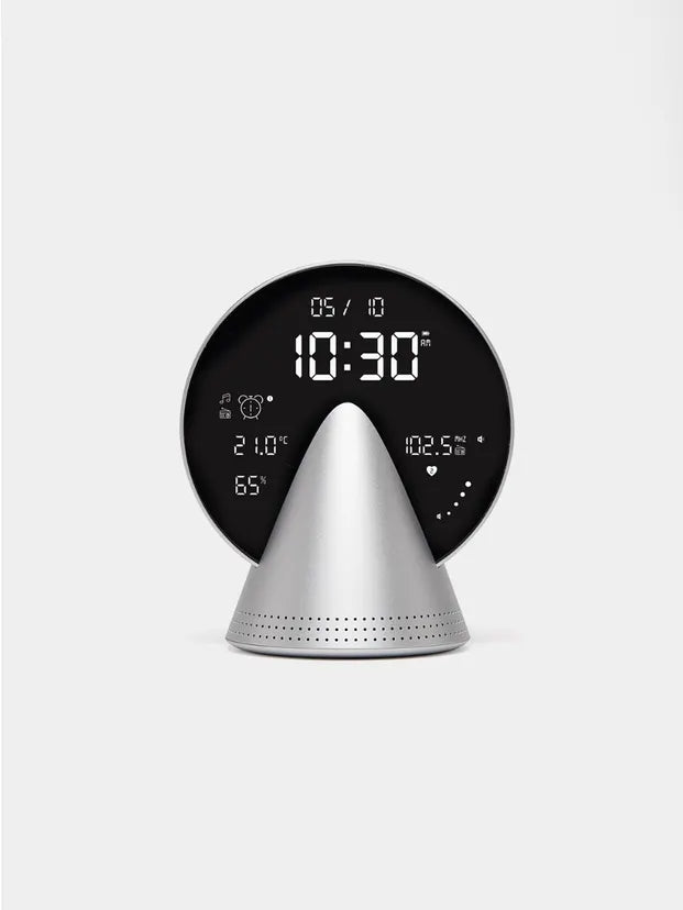 CONIC RADIO ALARM CLOCK W SPEAKER - GLACIER ALU
