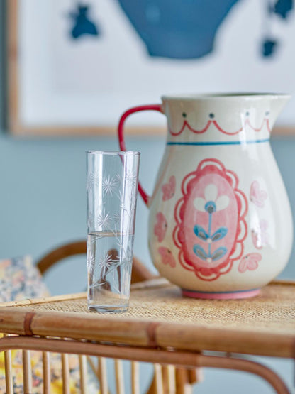 Aki Drinking Glass Clear Recycled Glass Frosted Pattern