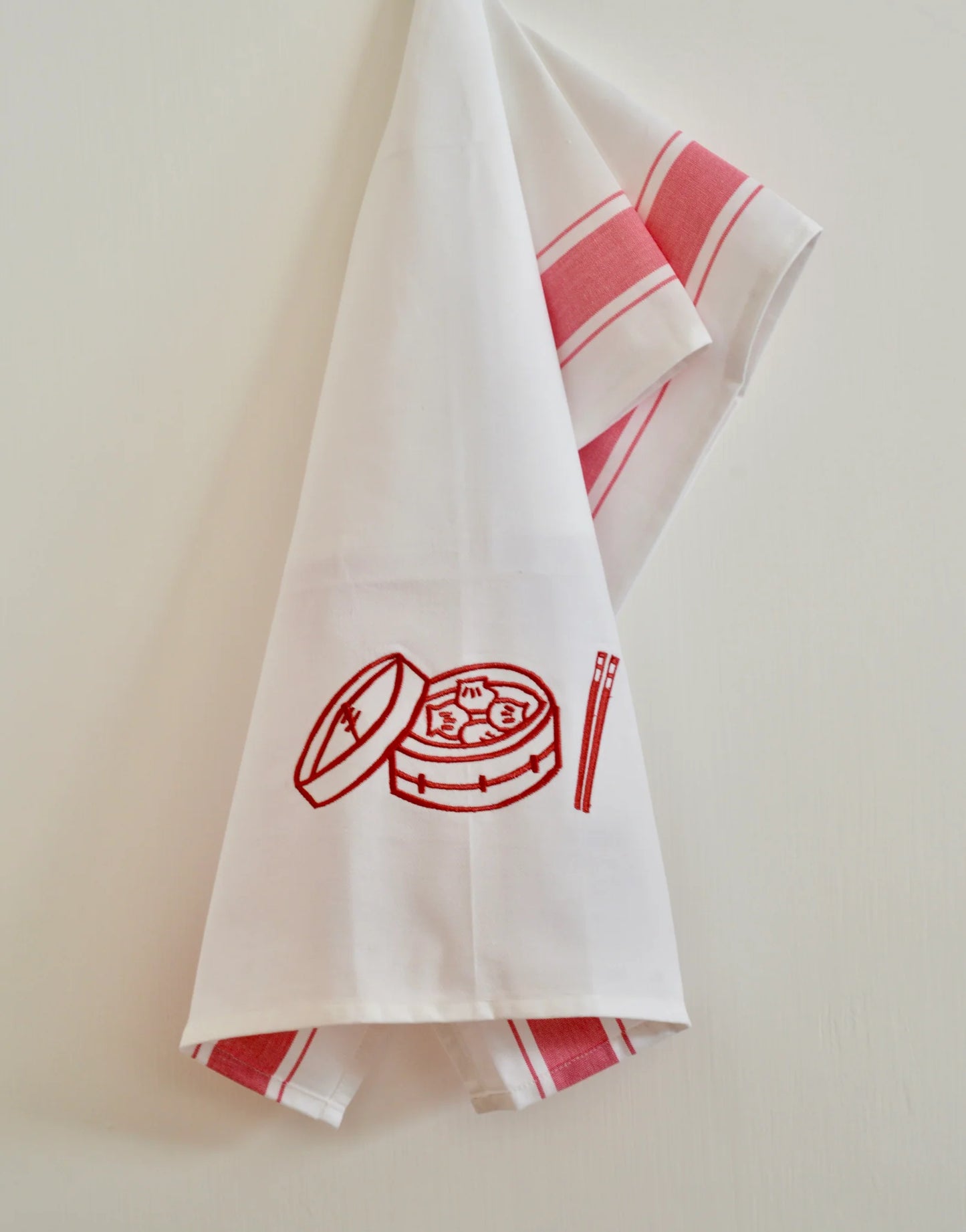 ZEST of Asia Tea towel with Red Dim Sum Basket