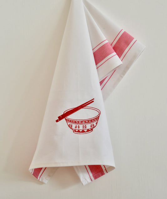 ZEST of Asia Tea towel with Red Rice Bowl