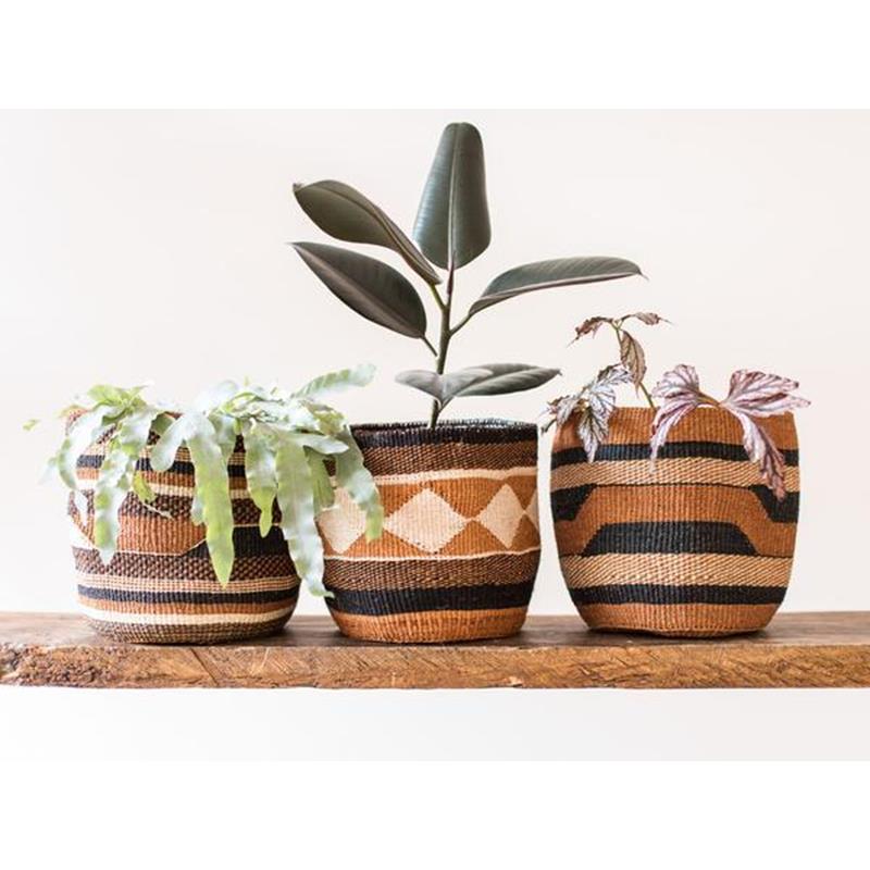 KADI: Geometric Natural and Black Baskets Set