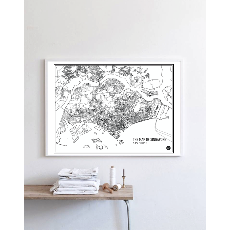 Singapore Map Monochrome